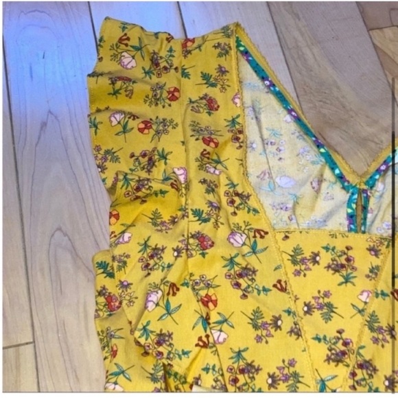 Matilda Jane Floral Fantasy Fancy sleeveless dress mustard print A line small - Picture 6 of 12